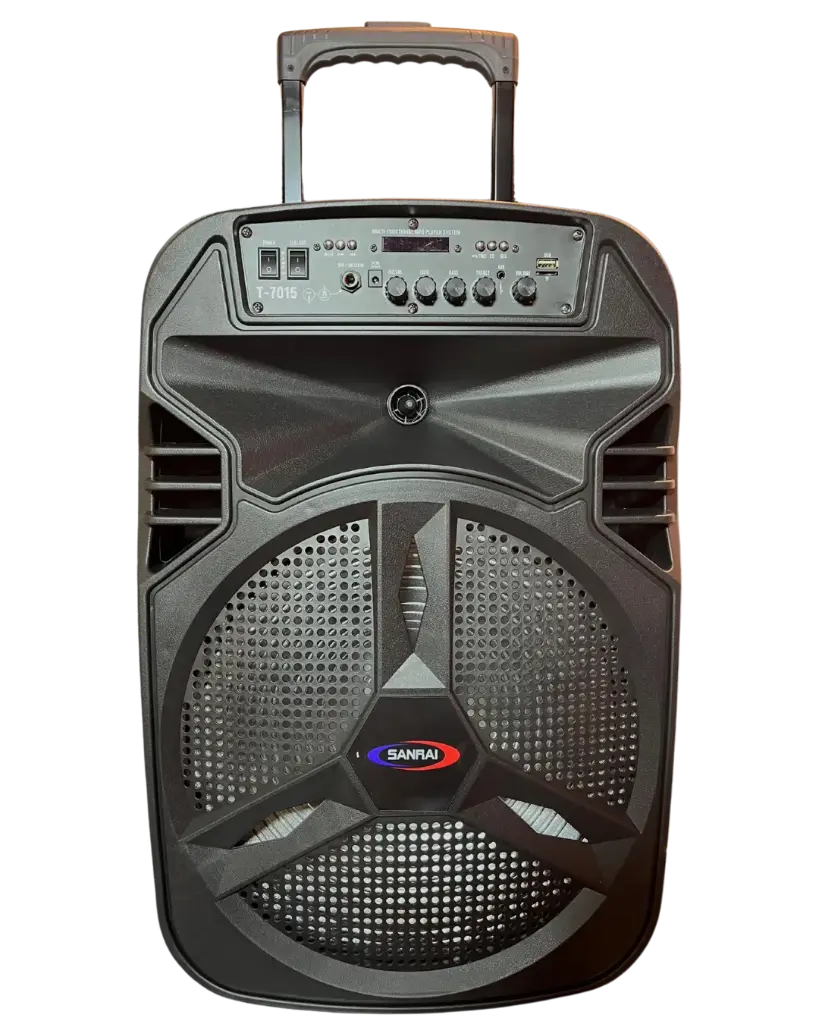 BAFLE 15" PLASTICO ACTIVO BATERIA/USB/BT, AUX IN, MIC IN